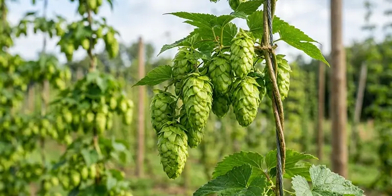Green_hops_cones_hanging_vine_