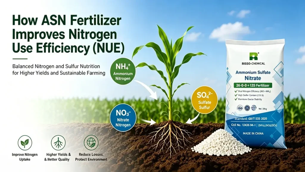 How ASN Fertilizer improves Nitrogen Use Efficiency (NUE) through balanced nitrogen and sulfur nutrition for higher crop yields.