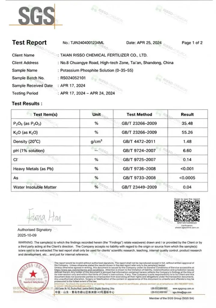 Potasslum Phosphite Solution SGS