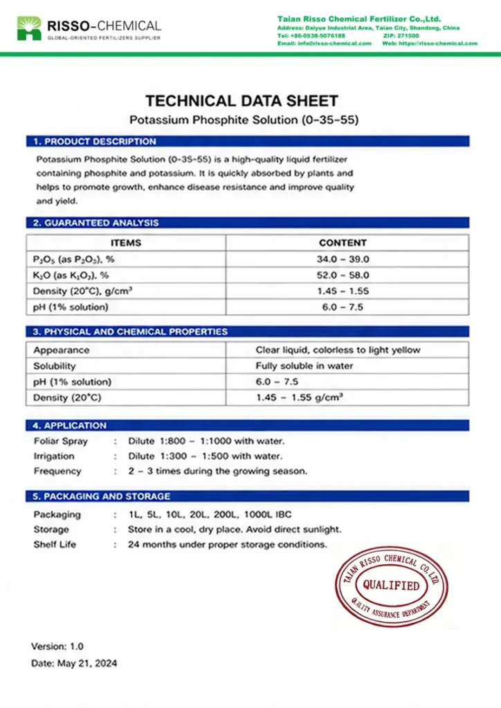 Potasslum Phosphite Solution TDS