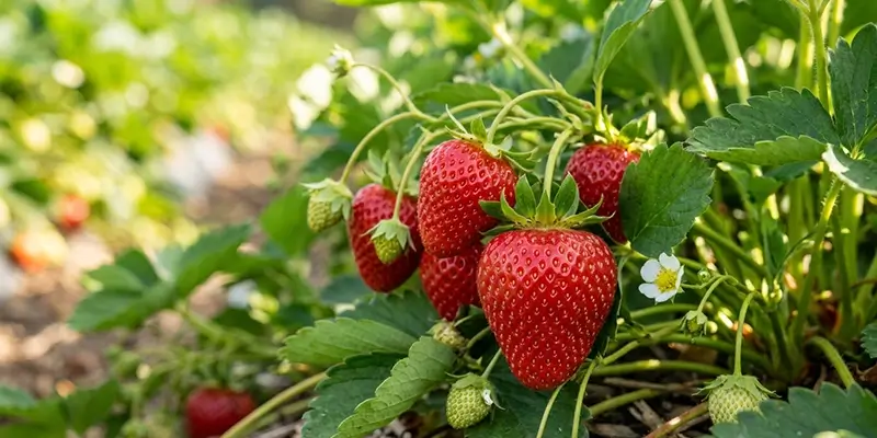 Ripe_strawberries_in_sunlit_field_
